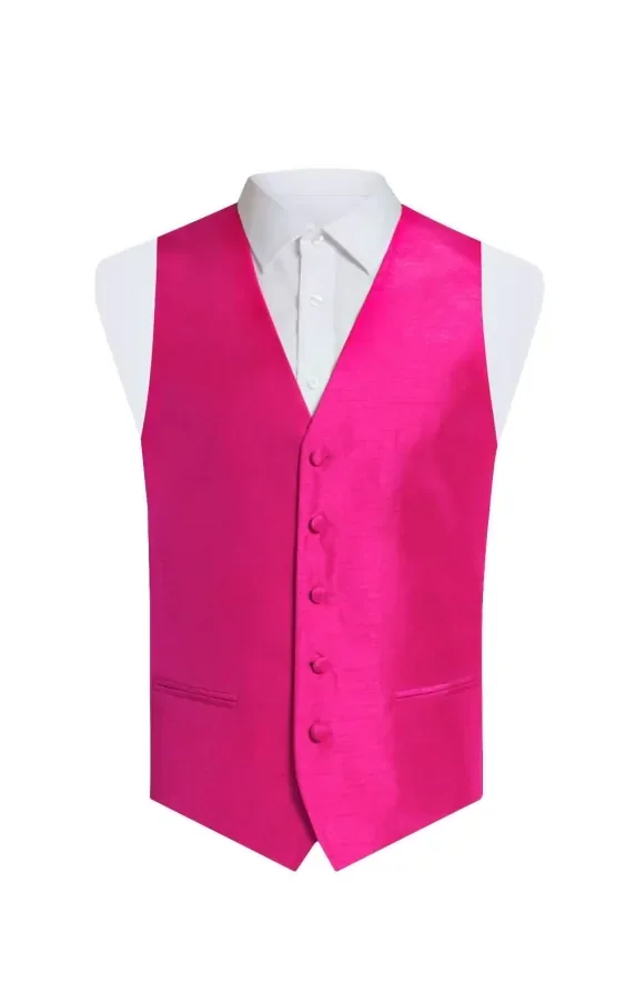 Fuchsia Dupion Waistcoat thumbnail 2