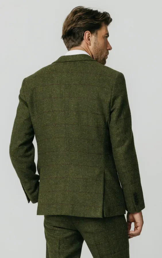 Green Windowpane Check Tweed 3 Piece Suit thumbnail 7