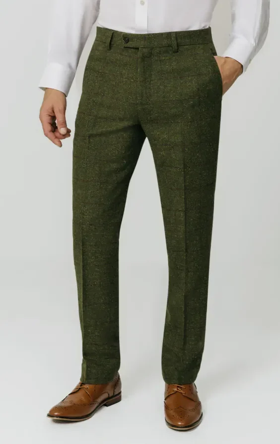 Green Windowpane Check Tweed 3 Piece Suit thumbnail 8