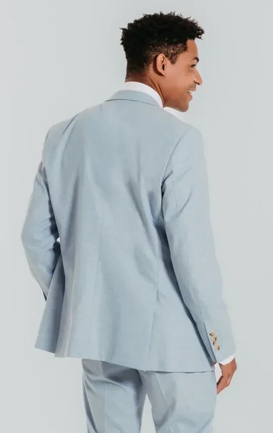 Light Blue 3 Piece Suit with Peak Lapel thumbnail 5