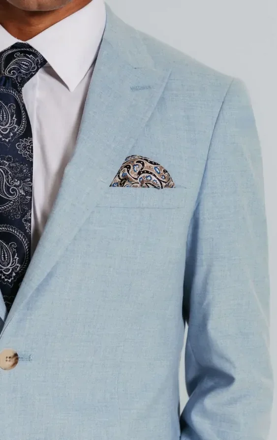 Light Blue 3 Piece Suit with Peak Lapel thumbnail 7
