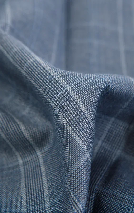 Light Blue Check Suit Jacket with Peak Lapel thumbnail 8