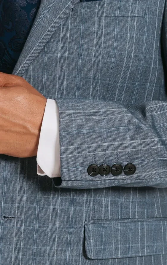 Light Blue Check Suit with Peak Lapel thumbnail 6