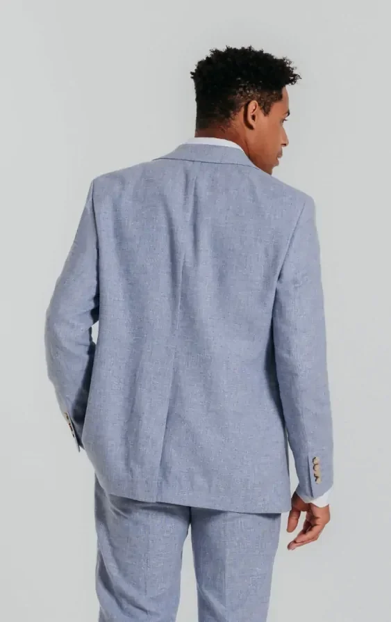 Light Blue Linen 3 Piece Suit thumbnail 4