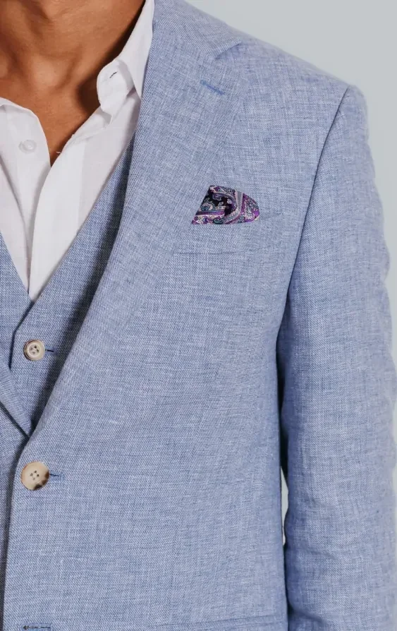 Light Blue Linen 3 Piece Suit thumbnail 6
