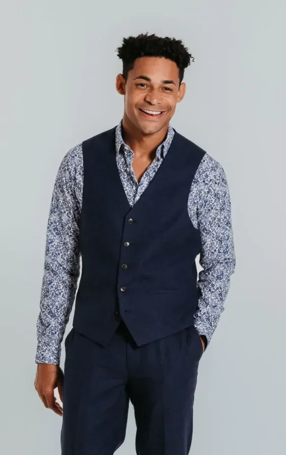 Navy Linen 3 Piece Suit thumbnail 10