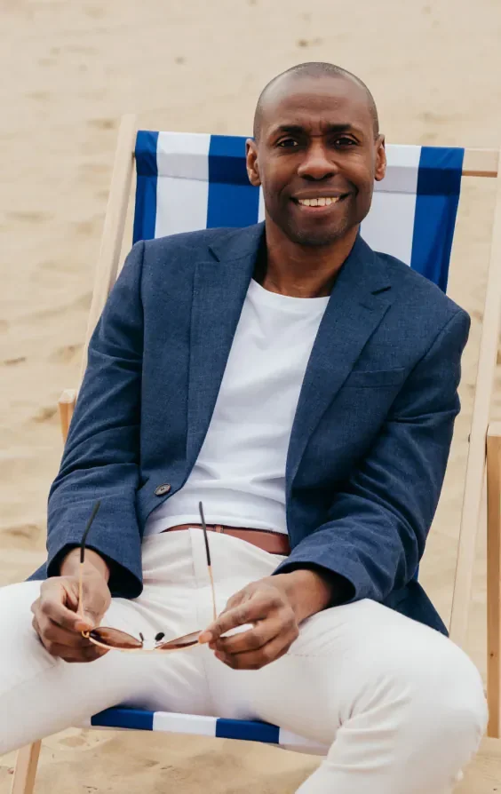 Navy Linen Suit Jacket thumbnail 2