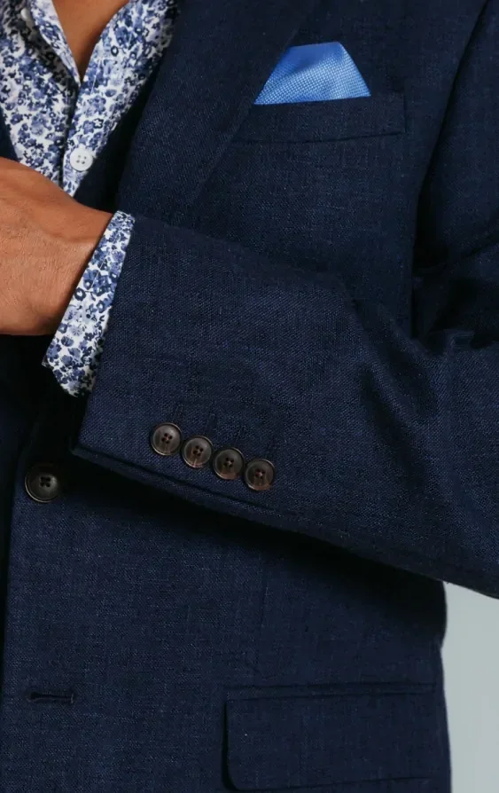 Navy Linen Suit thumbnail 5