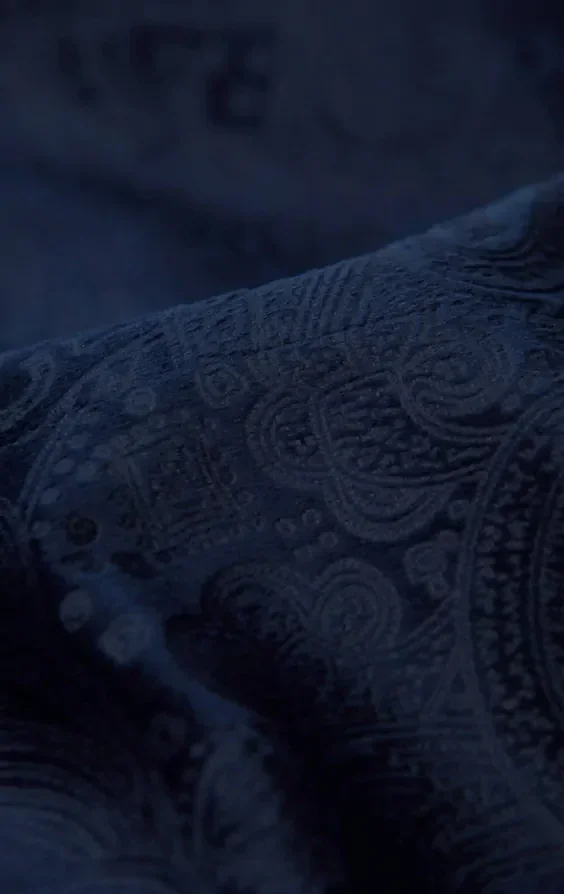 Navy Paisley Velvet Tuxedo with Black Trousers thumbnail 9