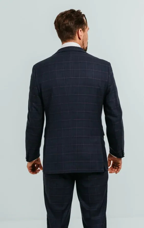 Navy with Pink Check 3 Piece Suit thumbnail 4