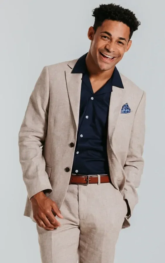 Sand Linen Slim Fit Suit Jacket thumbnail 2