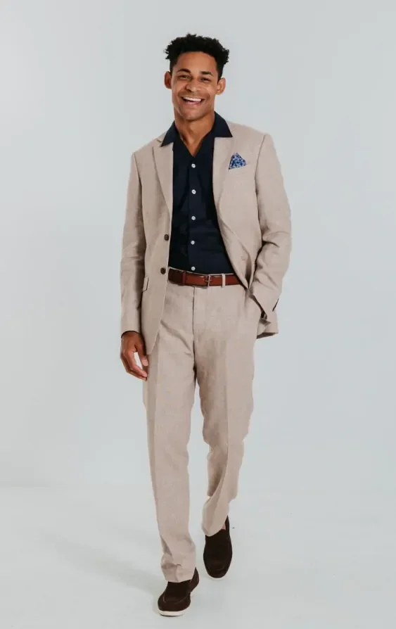 Sand Linen Slim Fit Suit thumbnail 3