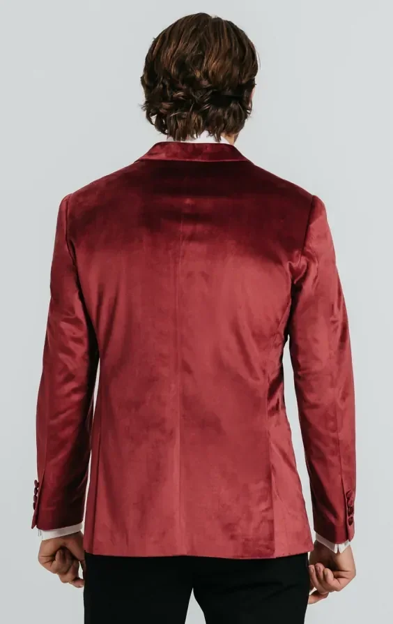 Double Breasted Burgundy Velvet Jacket thumbnail 4