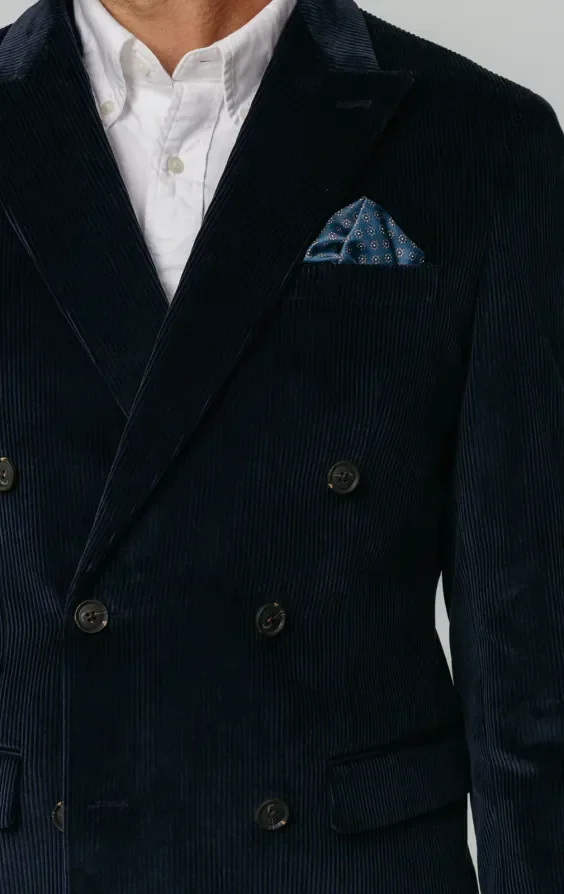 Double Breasted Navy Corduroy 3 Piece Suit thumbnail 5