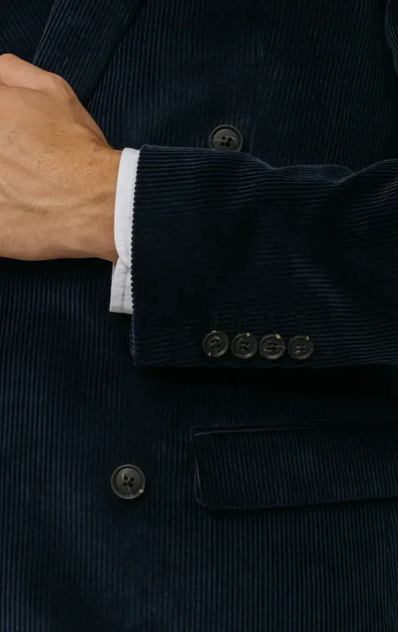 Double Breasted Navy Corduroy Jacket thumbnail 4
