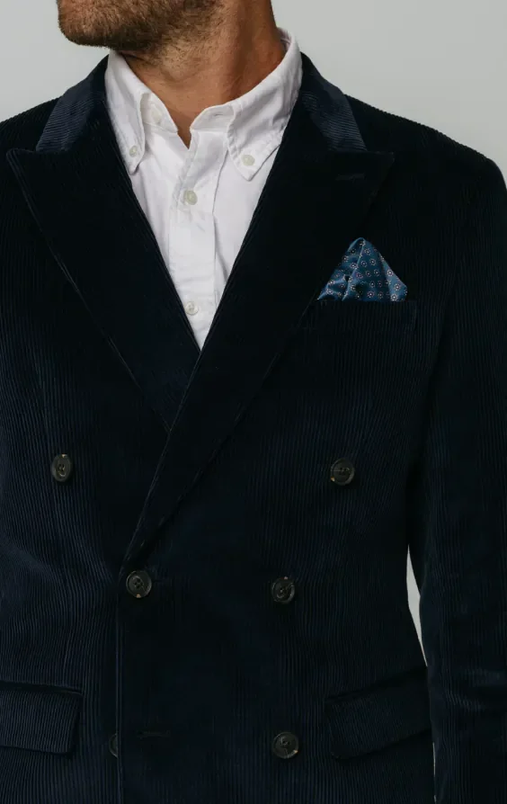 Double Breasted Navy Corduroy Jacket thumbnail 5