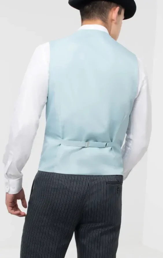 Duck Egg Blue Double Breasted Shawl Lapel Morning Suit Waistcoat thumbnail 4
