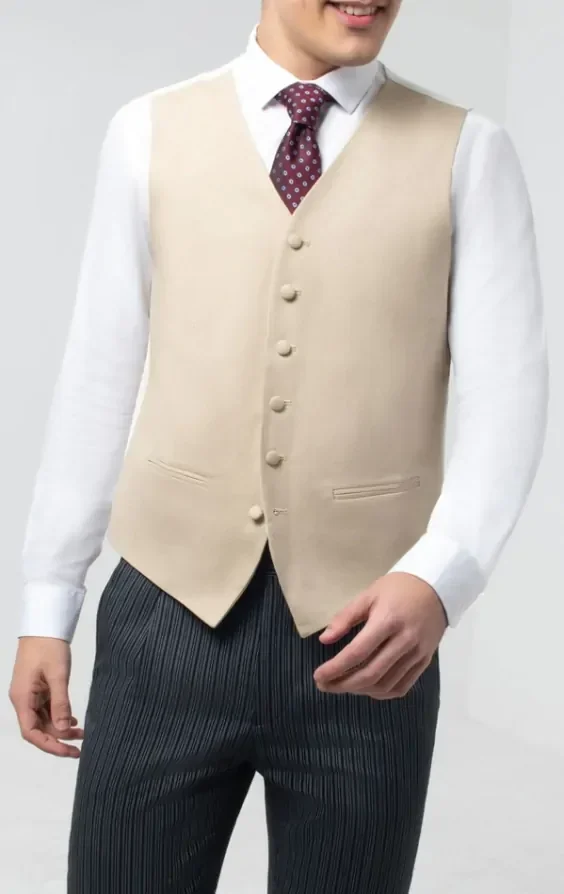 Gold/Buff Single Breasted Morning Suit Waistcoat thumbnail 2