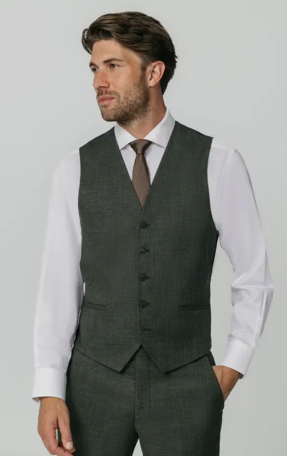 Green Weave Double Breasted 3 Piece Suit thumbnail 9