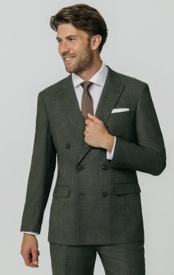 Green Weave Double Breasted Suit Jacket thumbnail 2