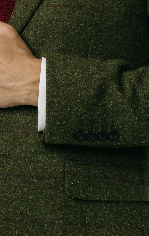 Green Windowpane Check Tweed Jacket thumbnail 4