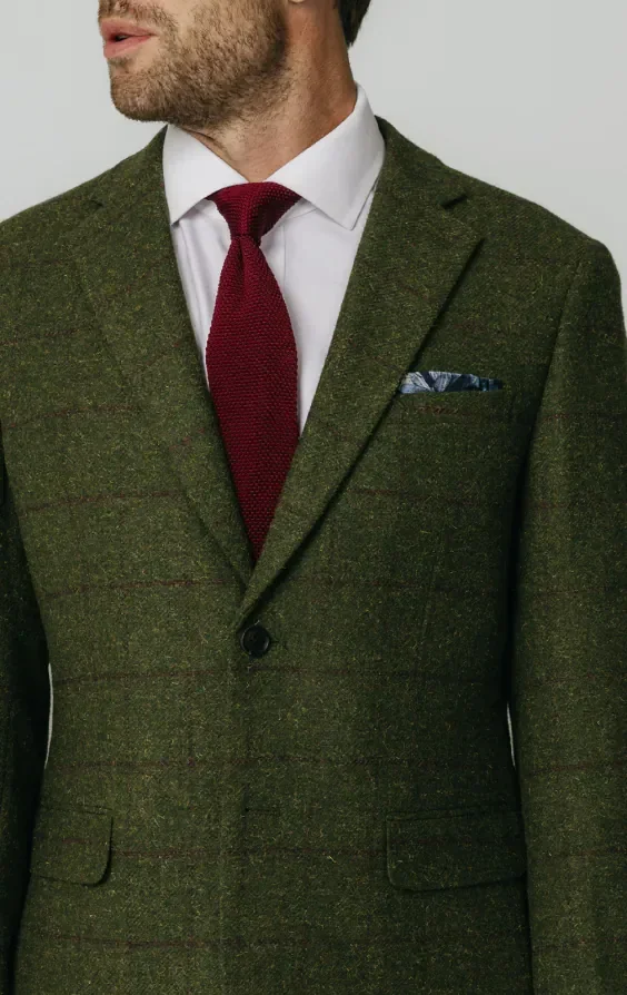 Green Windowpane Check Tweed Jacket thumbnail 5
