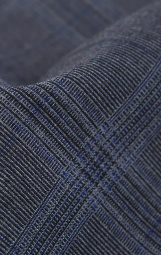 Grey and Blue Check with Navy Trim Suit Jacket thumbnail 7