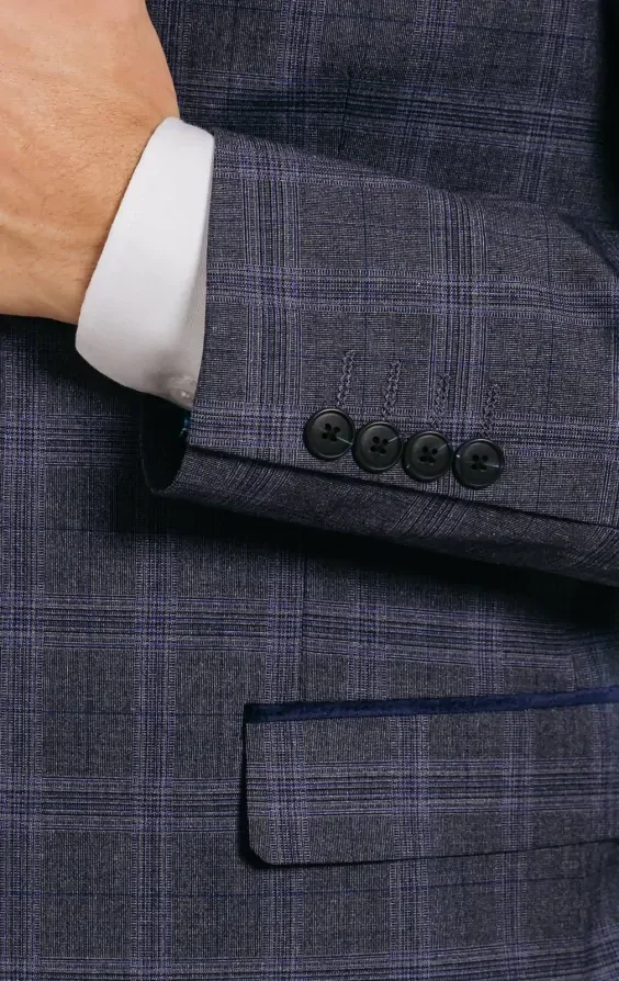 Grey and Blue Check with Navy Trim Suit thumbnail 5