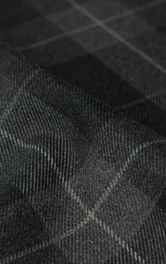 Grey Tartan Check Dinner Jacket with Peak Lapel thumbnail 8