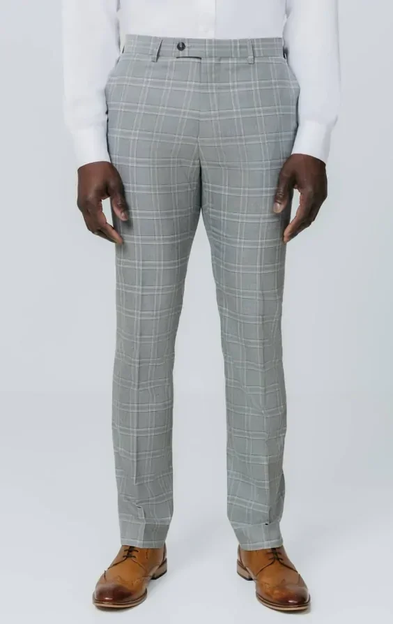 Grey with Tan Check Suit with Peak Lapel thumbnail 8