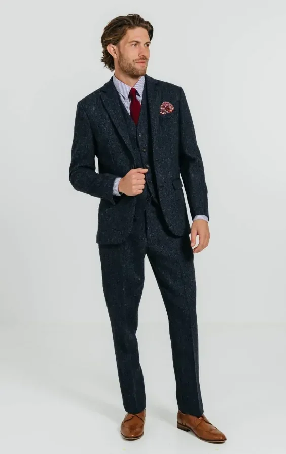 Harris Tweed Blue Herringbone Suit thumbnail 3