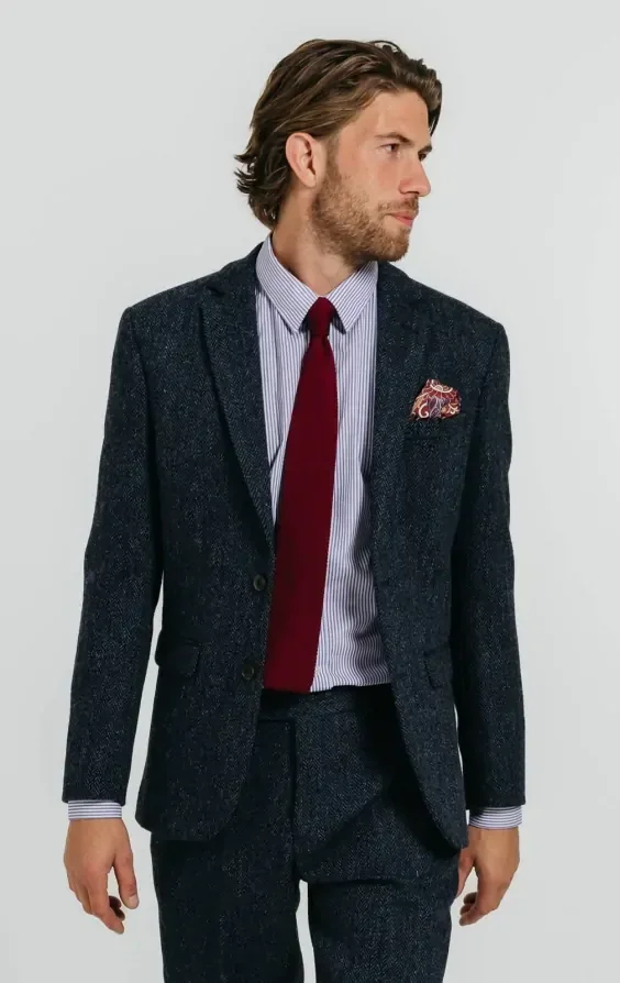 Harris Tweed Blue Herringbone Suit thumbnail 4