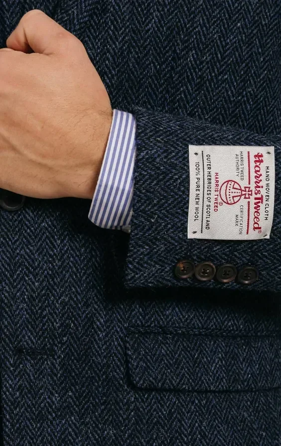 Harris Tweed Blue Herringbone Suit thumbnail 6