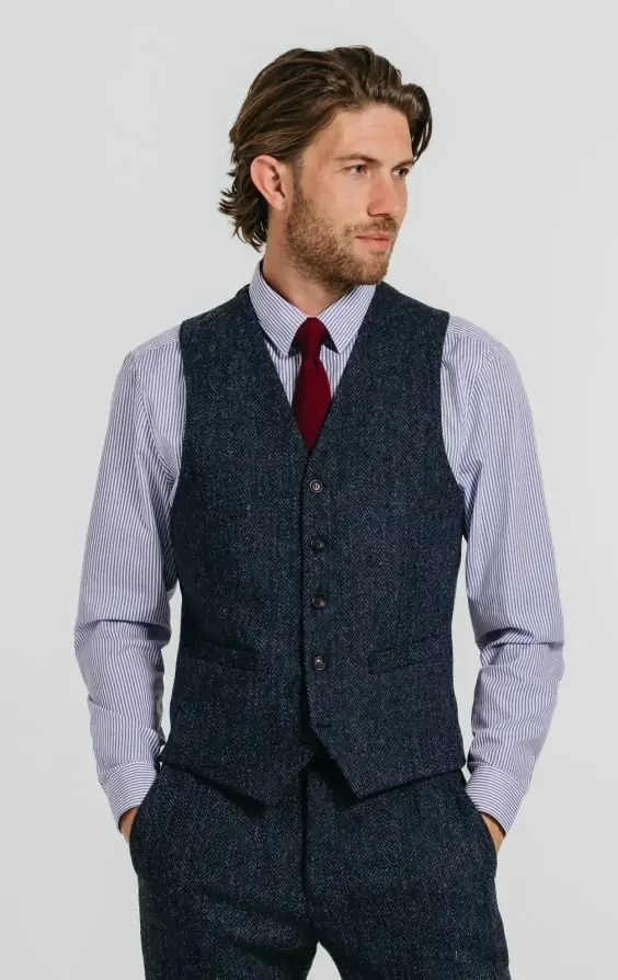 Harris Tweed Blue Herringbone Suit thumbnail 10