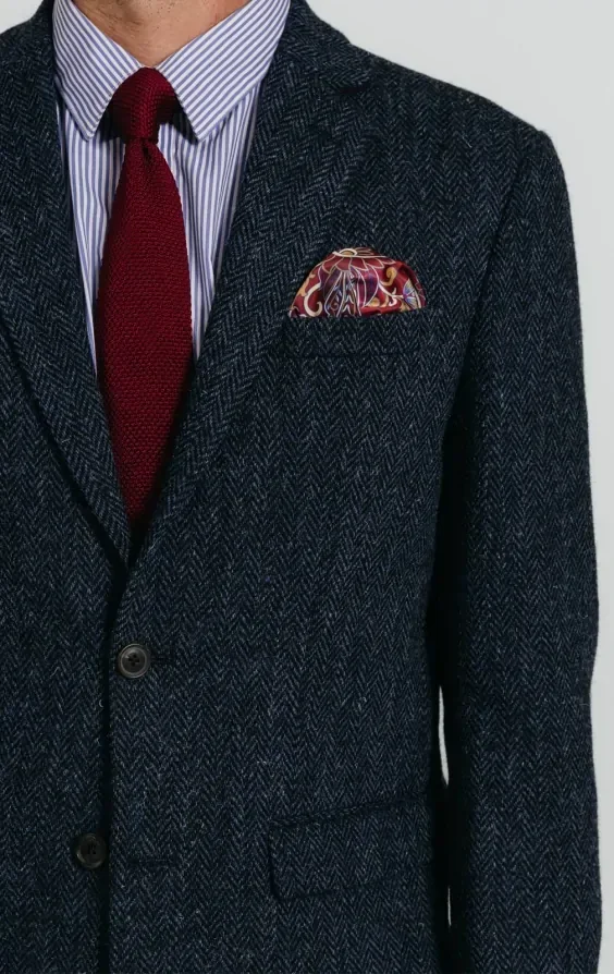 Harris Tweed Blue Herringbone Tweed Jacket thumbnail 5