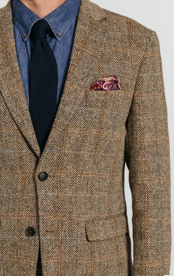 Harris Tweed Brown Windowpane Check Tweed Suit thumbnail 6