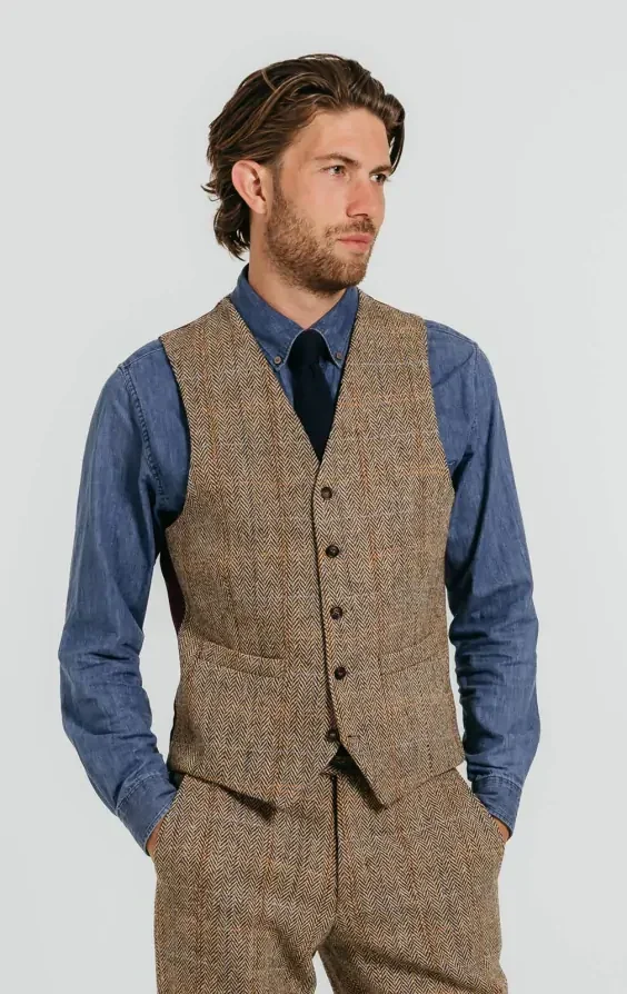 Harris Tweed Brown Windowpane Check Tweed Suit thumbnail 10