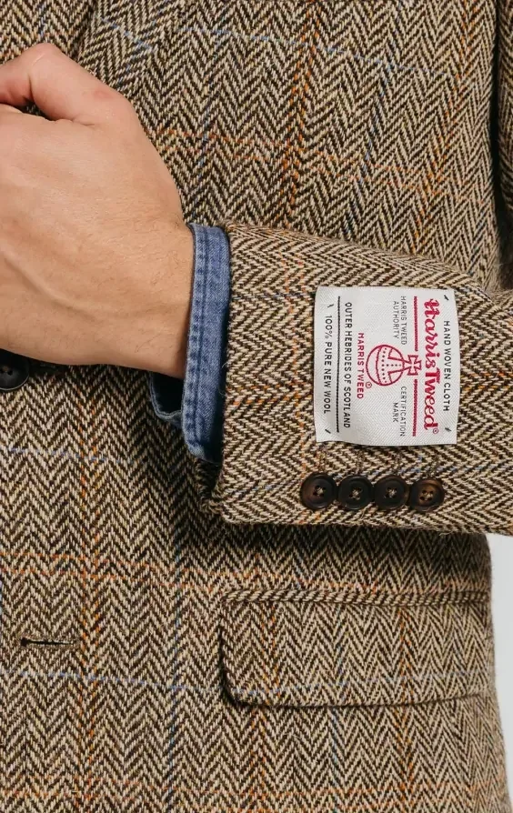 Harris Tweed Brown Windowpane Tweed Jacket thumbnail 4