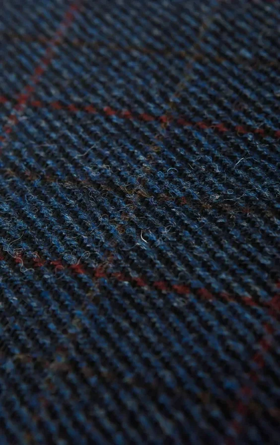 Harris Tweed Dark Blue Windowpane Check Tweed Waistcoat thumbnail 6