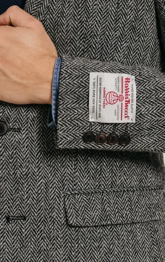Harris Tweed Grey Herringbone Tweed Jacket thumbnail 4