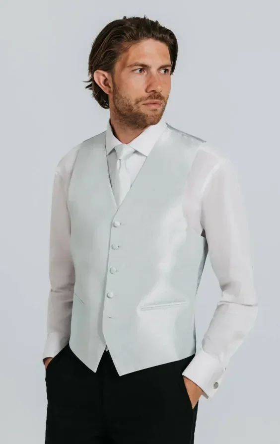 Light Green Dupion Waistcoat thumbnail 2
