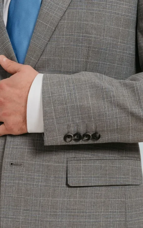 Light Grey Check Suit Jacket thumbnail 3