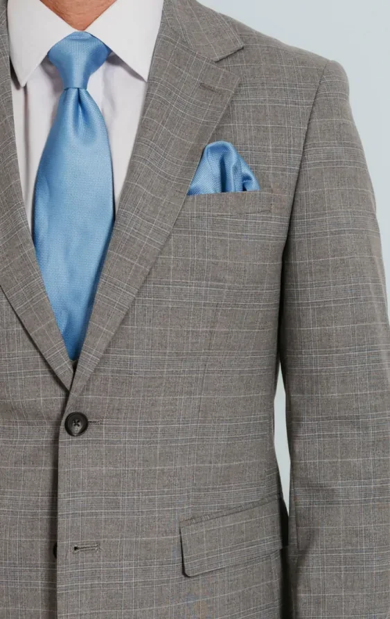 Light Grey Check Suit Jacket thumbnail 4