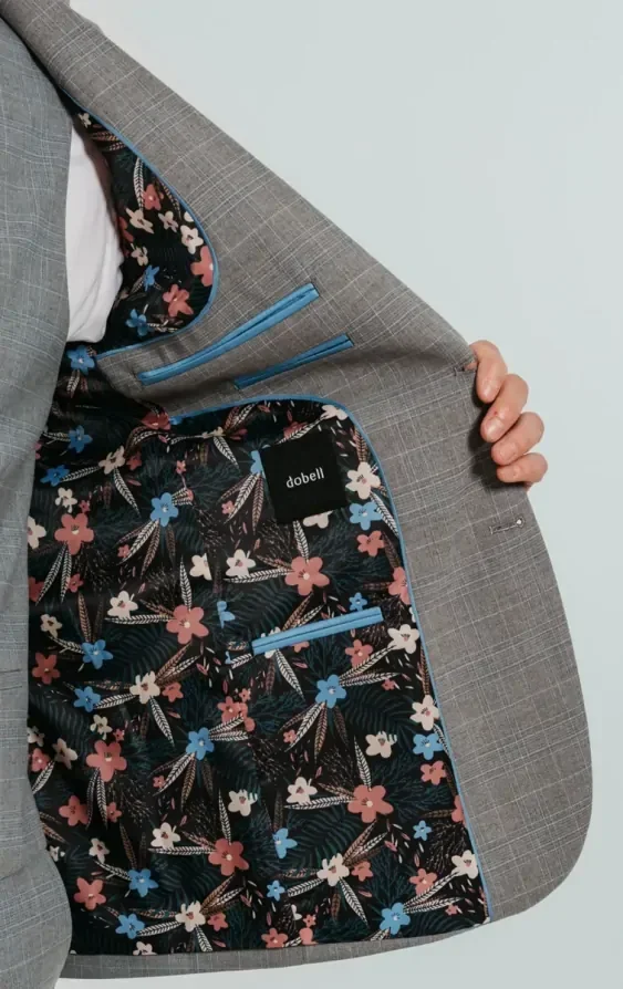 Light Grey Check Suit Jacket thumbnail 5