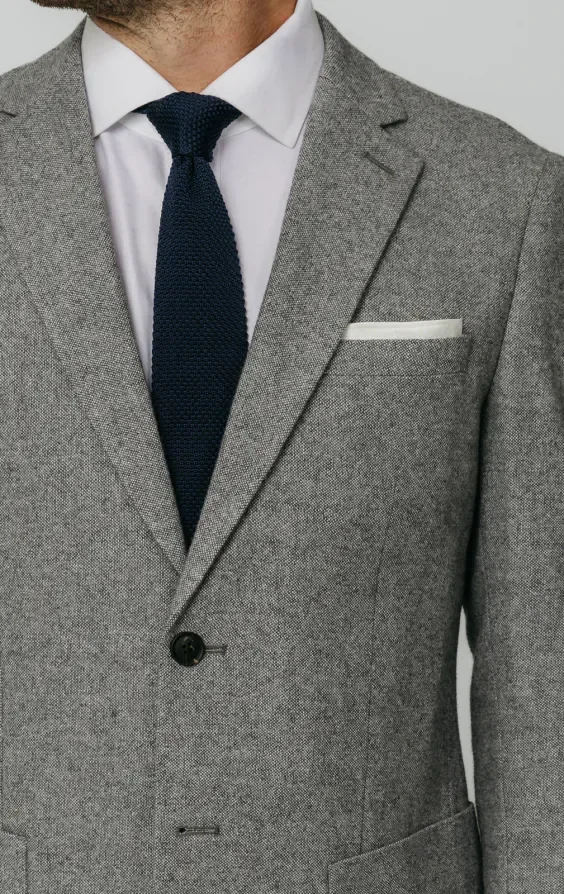Light Grey Donegal Tweed Suit Jacket thumbnail 5