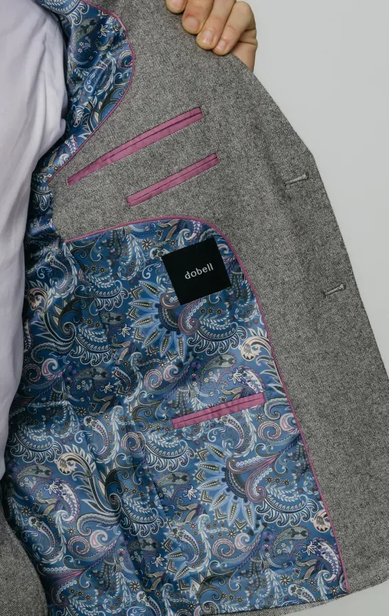 Light Grey Donegal Tweed Suit Jacket thumbnail 6