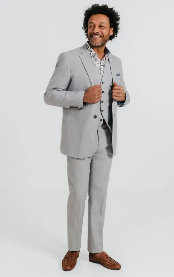 Light Grey Linen 3 Piece Suit thumbnail 3