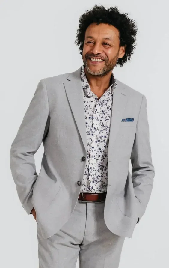 Light Grey Linen Suit Jacket thumbnail 2