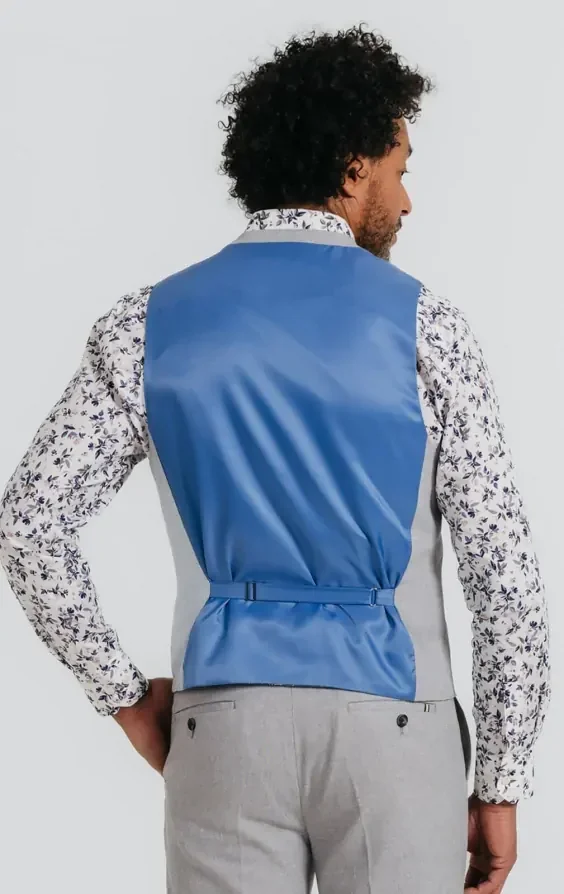 Light Grey Linen Waistcoat thumbnail 4