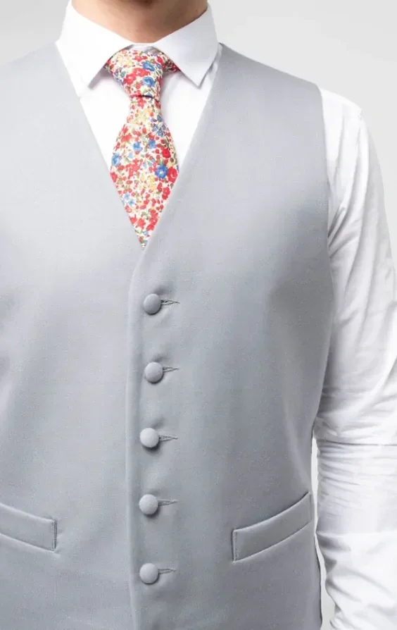 Luxury 100% Wool Dove Grey Single Breasted Morning Suit Waistcoat thumbnail 3